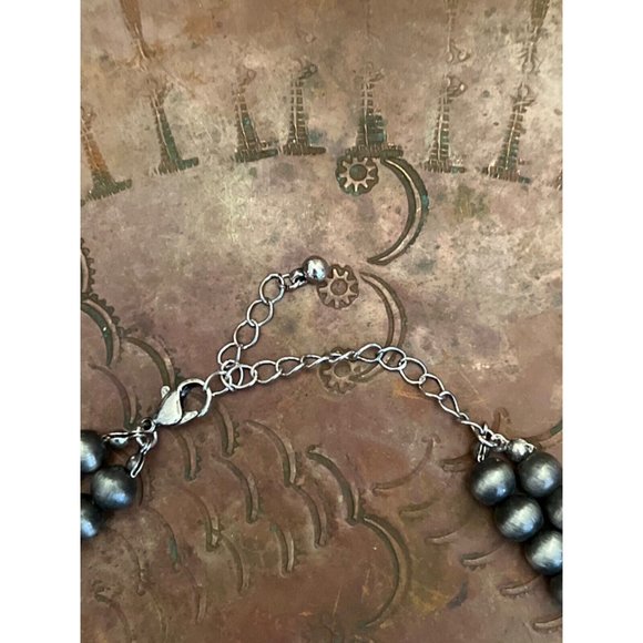 Necklace NAVAJO BEAD TURQUOISE SLVR CONCHO CHOKER WESTERN SOUTHWEST DESERT STAR - Picture 3 of 6